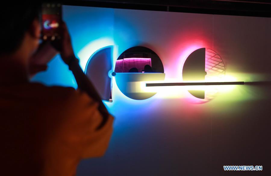 A visitor views a light installation during the Bangkok Design Week 2019 in Bangkok, Thailand, Jan. 30, 2019. The Bangkok Design Week 2019 was held under the theme \