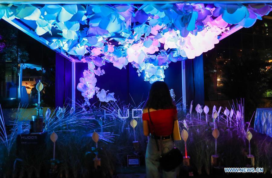 A visitor views Kudos light installation during the Bangkok Design Week 2019 in Bangkok, Thailand, Jan. 30, 2019. The Bangkok Design Week 2019 was held under the theme \