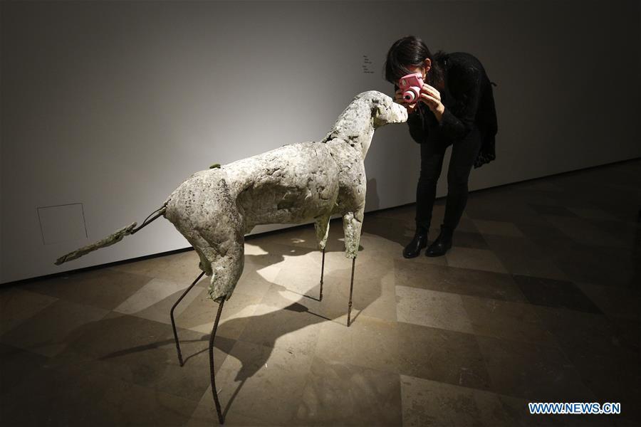 A woman takes a photo of an object as part of the \