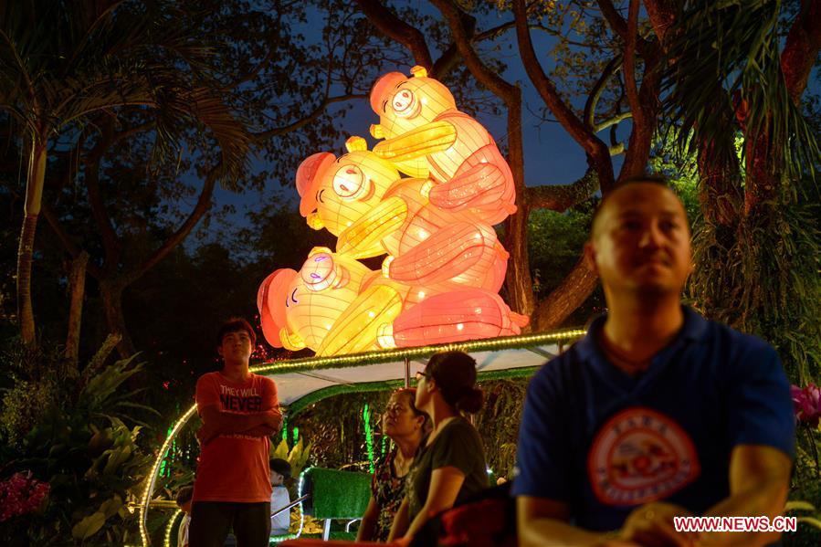 People visit the Chinese New Year Lantern Festival at Dong Zen Temple in Jenjarom of Malaysia, Jan. 31, 2019. The Lantern Festival will run until Feb. 19. (Xinhua/Chong Voon Chung)