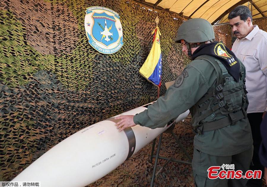 Venezuelan President Nicolas Maduro leads military exercises on Sunday, Feb. 10, 2019, pledging to strengthen the country\'s anti-aircraft defensive system. Maduro said he will make \