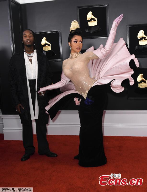 Cardi B arrives for the 61st Grammy Awards in Los Angeles, California, U.S., Feb. 10, 2019. (Photo/Agencies)
