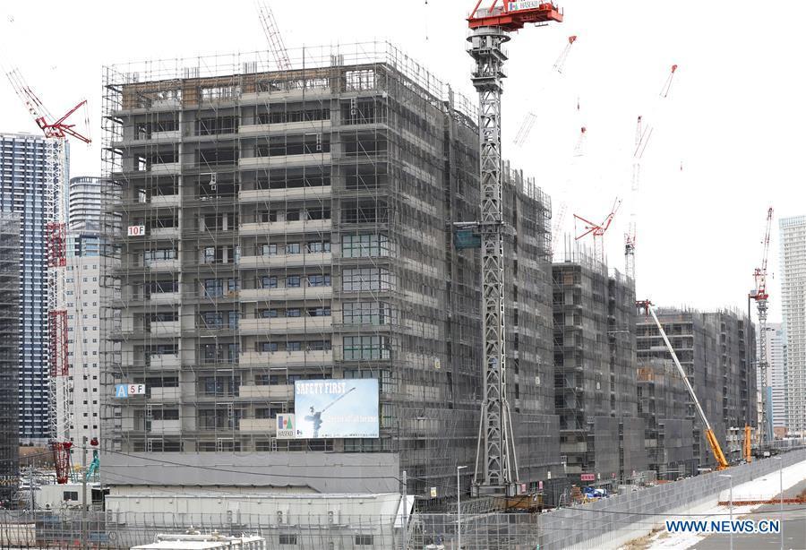 The athletes\' village of the Tokyo 2020 Olympic Games is under construction in Tokyo, Japan, on Feb. 12, 2019. (Xinhua/Du Xiaoyi)