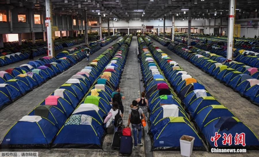 Tents fill the camping area at the Campus Party technology festival, in Sao Paulo, Brazil, Feb. 12, 2019. Campus Party is an annual week-long, 24-hour technology festival that gathers developers, gamers and computer enthusiasts. (Photo/Agencies)