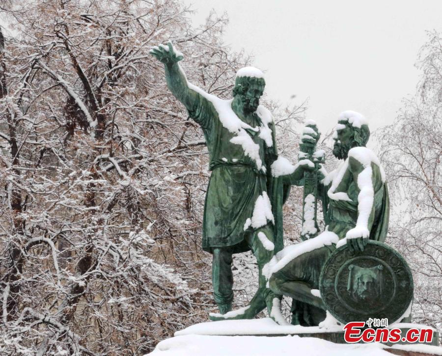 Photo shows the snow scenery in Moscow, Russia, on Feb. 13. 2019. A recent snowfall resulted in 11 mm of precipitation in Moscow on Wednesday.  (Photo/China News Service)