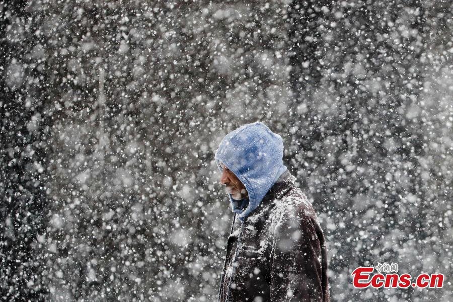 A pedestrian walks during a winter snowstorm in Philadelphia, Feb. 20, 2019. (Photo/Agencies)