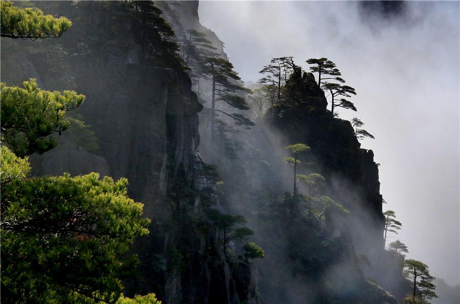 A view of Huangshan Mountain after the snowy weather in East China\'s Anhui Province, Feb. 19, 2019. (Photo/Asianewsphoto)

Rain Water, the second solar term of the year, signals the increase in rainfall and rise in temperature. With its arrival, lively spring-like scenery starts blossoming: the river water defreezes, wild geese move from south to north, and trees and grass turn green again.

Huangshan Mountain scenic spot witnesses a beautiful sight of clouds after the snow stop.