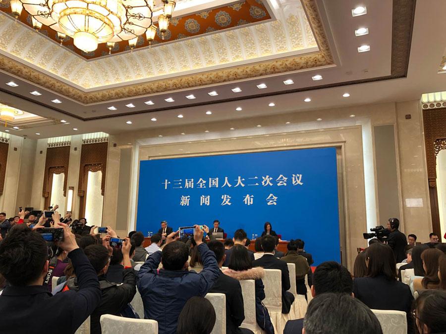 The 13th National People\'s Congress, the top legislature, holds a news conference in Beijing on March 4, 2019.  (Photo/chinadaily.com.cn)