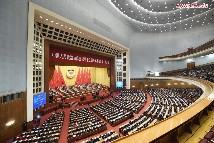 The second session of the 13th National Committee of the Chinese People\'s Political Consultative Conference (CPPCC) opens at the Great Hall of the People in Beijing, capital of China, March 3, 2019. (Xinhua/Gao Jie)
