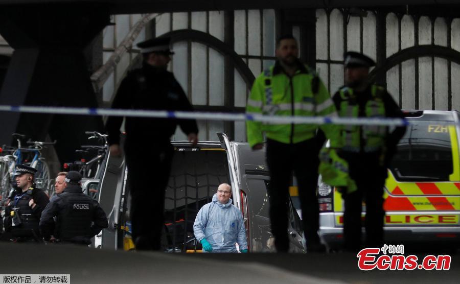 Security personnel stand guard outside Waterloo station in central London on March 5, 2019, following a report of a suspicious package at the station. (Photo/Agencies)