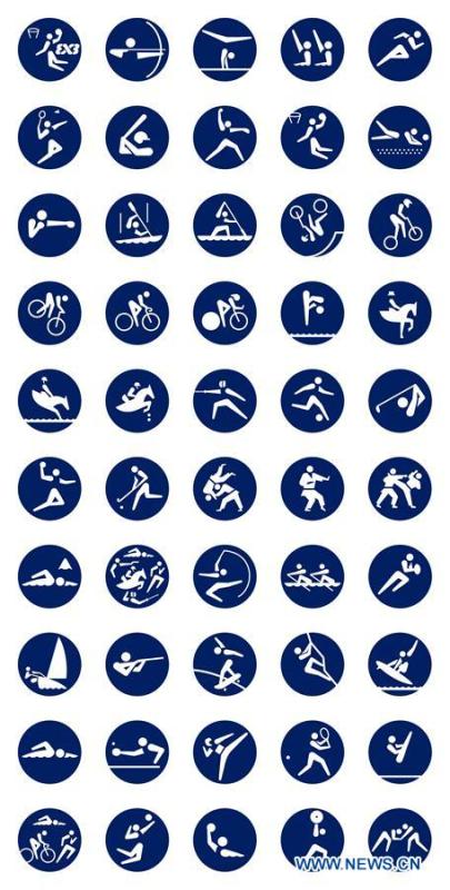 The image of the sport pictograms (frame type) for the Tokyo 2020 Olympic Games is released by the Tokyo 2020 Organizing Committee in Tokyo, Japan, on March 12, 2019. (Xinhua)