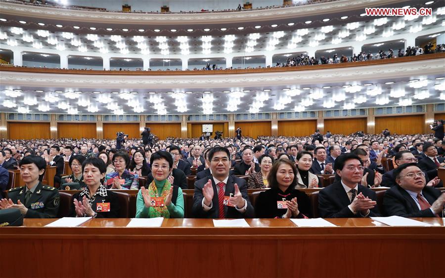 The closing meeting of the second session of the 13th National Committee of the Chinese People\'s Political Consultative Conference (CPPCC) is held at the Great Hall of the People in Beijing, capital of China, March 13, 2019. (Xinhua/Wang Ye)