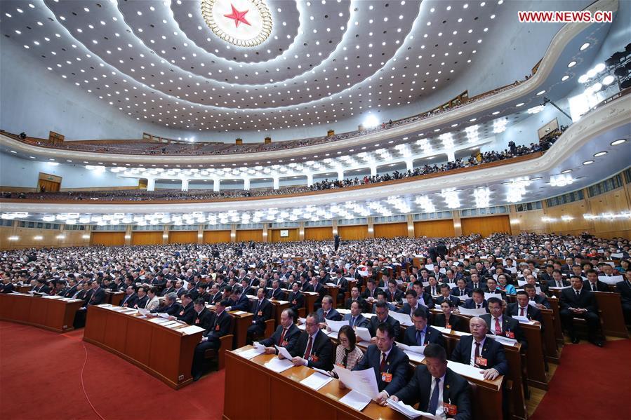 The closing meeting of the second session of the 13th National Committee of the Chinese People\'s Political Consultative Conference (CPPCC) is held at the Great Hall of the People in Beijing, capital of China, March 13, 2019. (Xinhua/Yao Dawei)