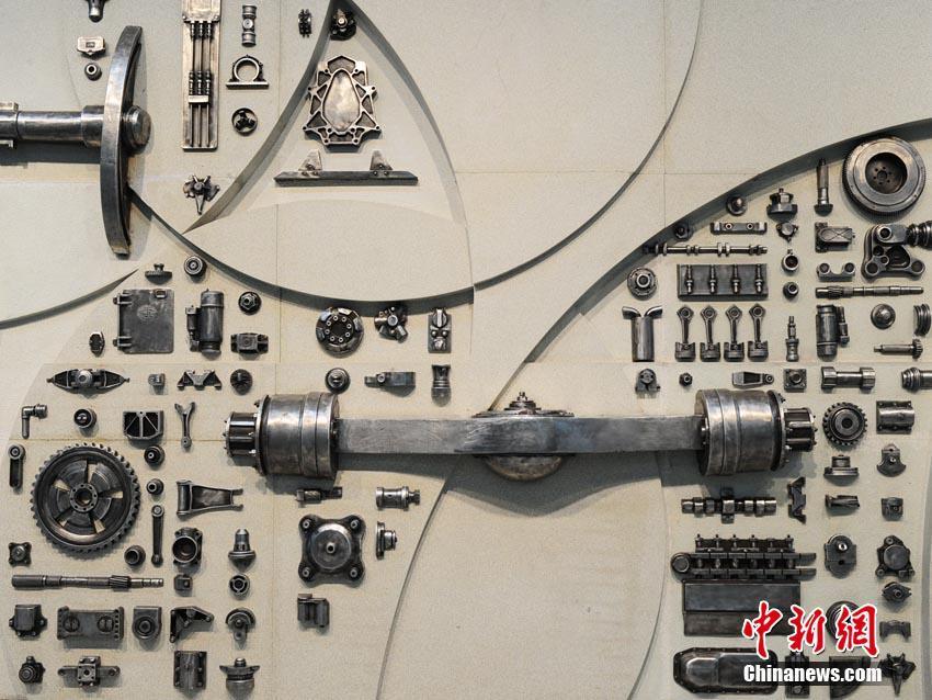 An art installation made from auto parts at a subway station in Changchun City, Northeast China\'s Jilin Province. Known as China\'s \