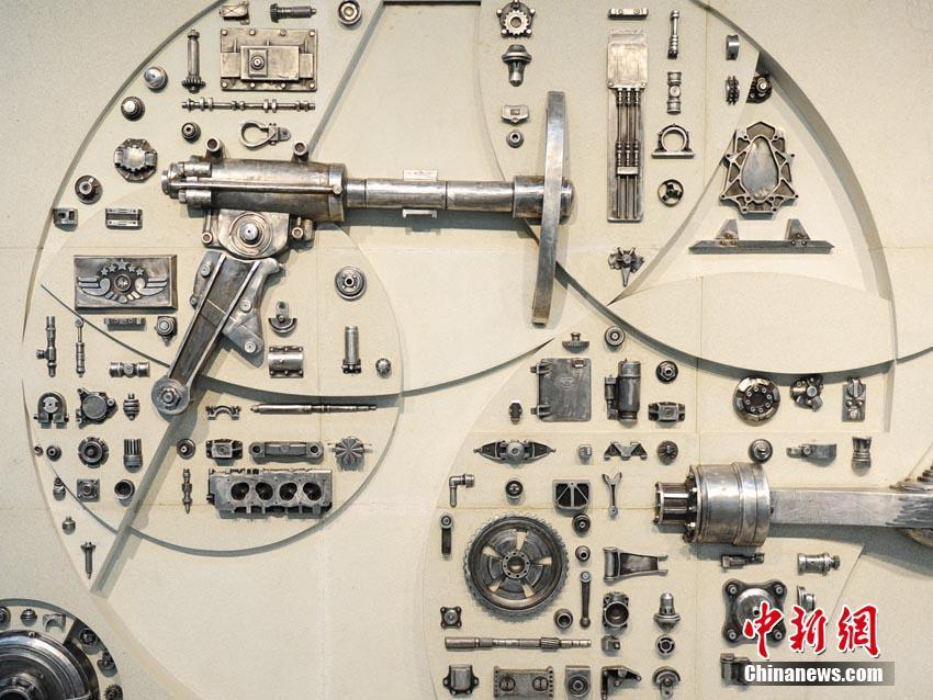 An art installation made from auto parts at a subway station in Changchun City, Northeast China\'s Jilin Province. Known as China\'s \