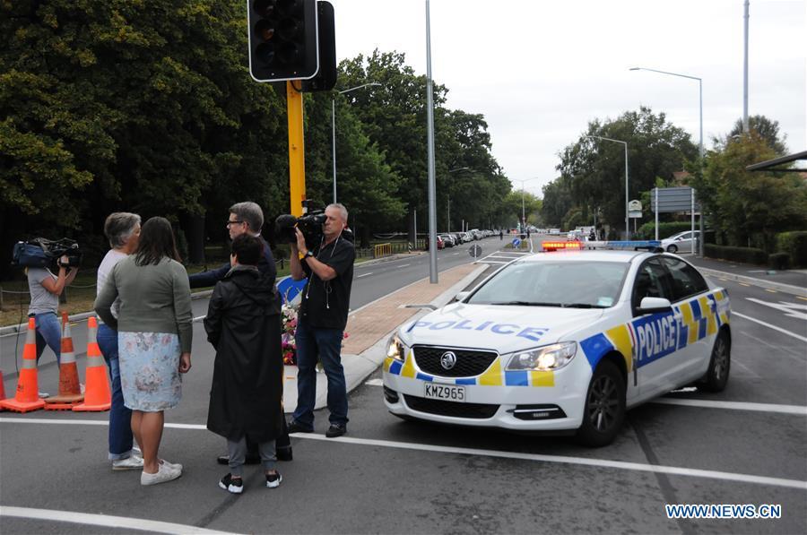 Locals are interviewed near the site of the terrorist attacks in Christchurch, New Zealand, on March 16, 2019. Gunmen opened fire in two separate mosques in Christchurch on Friday, killing 49 people and wounding 48 others. (Xinhua/Lu Huaiqian)