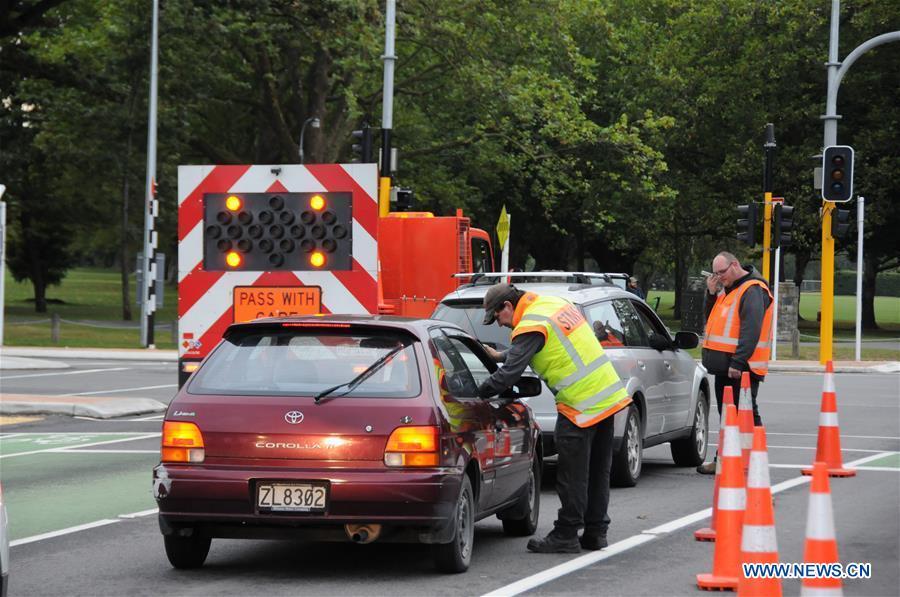 The site of the terrorist attacks is sealed off in Christchurch, New Zealand, on March 16, 2019. Gunmen opened fire in two separate mosques in Christchurch on Friday, killing 49 people and wounding 48 others. (Xinhua/Lu Huaiqian)