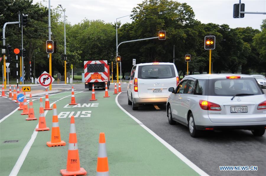 The site of the terrorist attacks is sealed off in Christchurch, New Zealand, on March 16, 2019. Gunmen opened fire in two separate mosques in Christchurch on Friday, killing 49 people and wounding 48 others. (Xinhua/Lu Huaiqian)