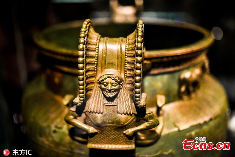 An archaeological exhibit is on display at the exhibition \