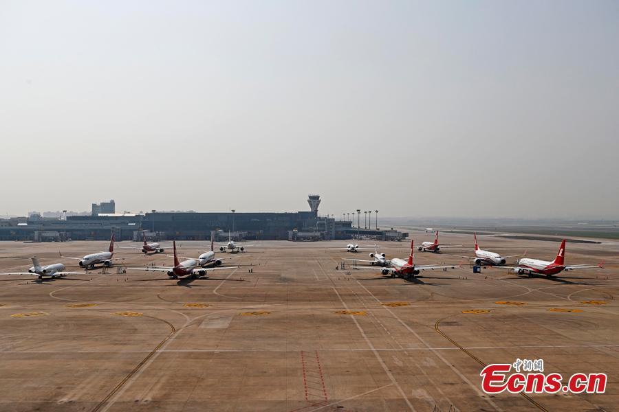 Boeing 737 MAX planes of Shanghai Airlines are grounded at Hongqiao International Airport in Shanghai, March 17, 2019. Boeing Co said on Friday its software upgrade for the grounded 737 MAX jetliner will be rolled out in the coming weeks. (Photo: China News Service/Yin Liqin)