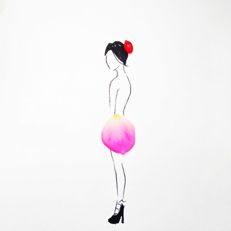 A white and pink petal is used as a skirt in the creative painting created by students from Lanzhou Jiaotong University in Northwest China\'s Gansu Province, March 2019. (Photo provided to chinadaily.com.cn)

Combining their painting skills with fresh petals and leaves, students from Lanzhou Jiaotong University in Northwest China\'s Gansu Province have drawn creative handicrafts to welcome the arrival of spring.