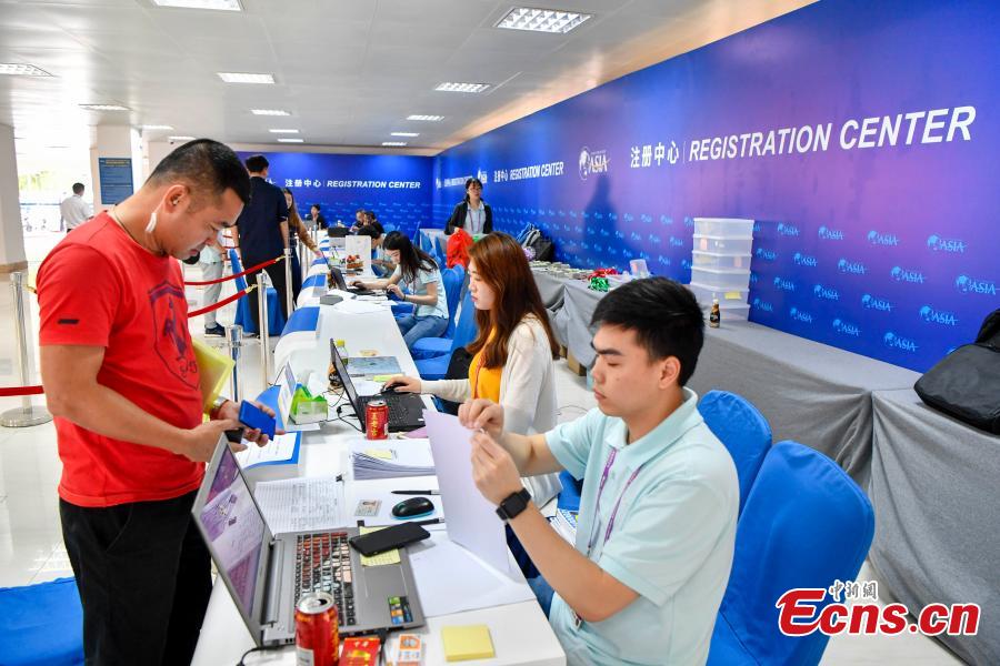 A view of the registration centre for the Boao Forum for Asia (BFA) in Boao, South China\'s Hainan Province, March 24, 2019. The conference, scheduled to take place from March 26 to 29, will be themed \