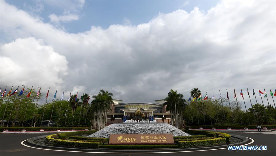 Photo taken on March 25, 2019 shows the International Conference Center in Boao Town of Qionghai City, south China\'s Hainan Province. The BFA annual conference will be held in Boao from March 26 to 29 under the theme of \