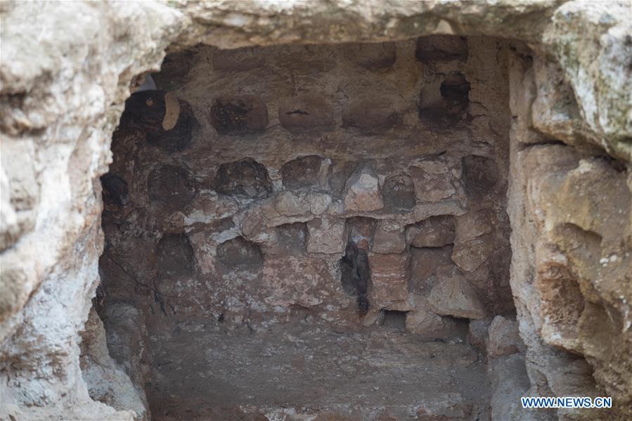 Photo taken on March 27, 2019 shows the view of the remains of a rural Jewish settlement at the Sharafat neighborhood of Jerusalem. Remains of a rural Jewish settlement from 2,000 years ago with luxurious burial ground were discovered in excavations in southern Jerusalem, the Israel Antiquities Authority (IAA) reported on Wednesday. (Xinhua/JINI)