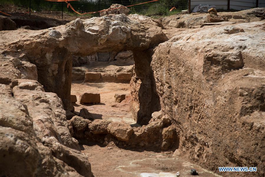 Photo taken on March 27, 2019 shows the view of the remains of a rural Jewish settlement at the Sharafat neighborhood of Jerusalem. Remains of a rural Jewish settlement from 2,000 years ago with luxurious burial ground were discovered in excavations in southern Jerusalem, the Israel Antiquities Authority (IAA) reported on Wednesday. (Xinhua/JINI)
