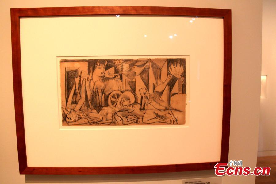 The exhibition Picasso and War opens at the Army Museum in Paris, France, April 3, 2019. The exhibition explores the various ways warfare informed and impacted Picasso\'s creative output throughout his career. (Photo: China News Service/Li Yang)