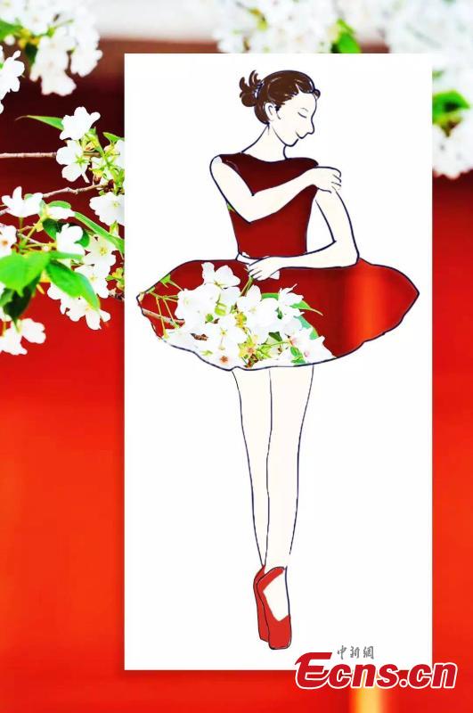 A student at Sichuan University, located in Chengdu City in Sichuan Province, has used A4 paper with artistic cuts in its center to bring the beauty of the outdoors into an image through silhouettes. The design looks like a student wearing outfits decorated with the campus\' amazing landscapes. (Photo provided to China News Service)