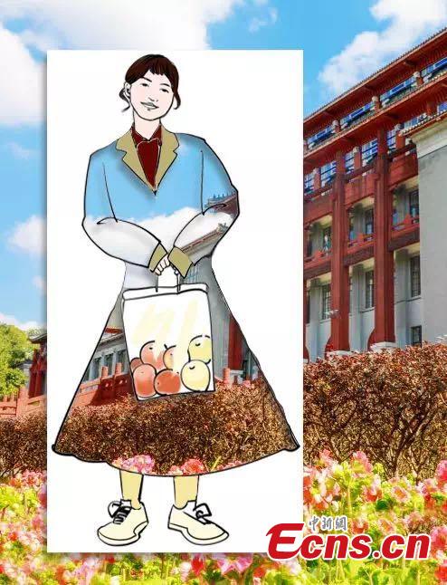 A student at Sichuan University, located in Chengdu City in Sichuan Province, has used A4 paper with artistic cuts in its center to bring the beauty of the outdoors into an image through silhouettes. The design looks like a student wearing outfits decorated with the campus\' amazing landscapes. (Photo provided to China News Service)