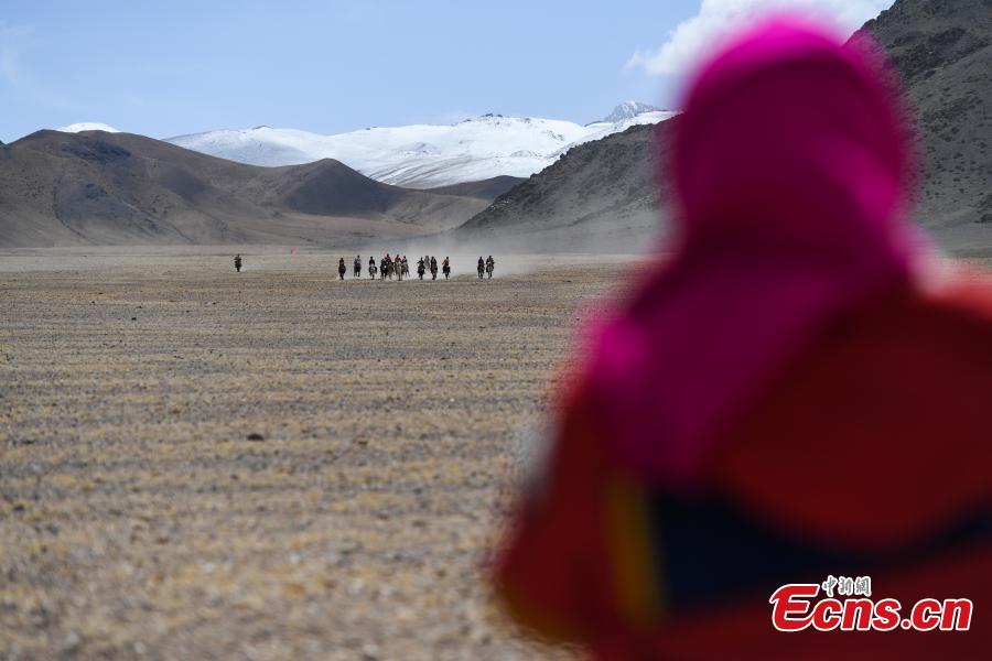 A horse race in Qianggu Village in Ngari Prefecture, Southwest China\'s Tibet Autonomous Region, April 9, 2019. The per capita income of the village reached 14,000 yuan ($2,086) in 2017 and locals all live above the poverty line. (Photo: China News Service/He Penglei)