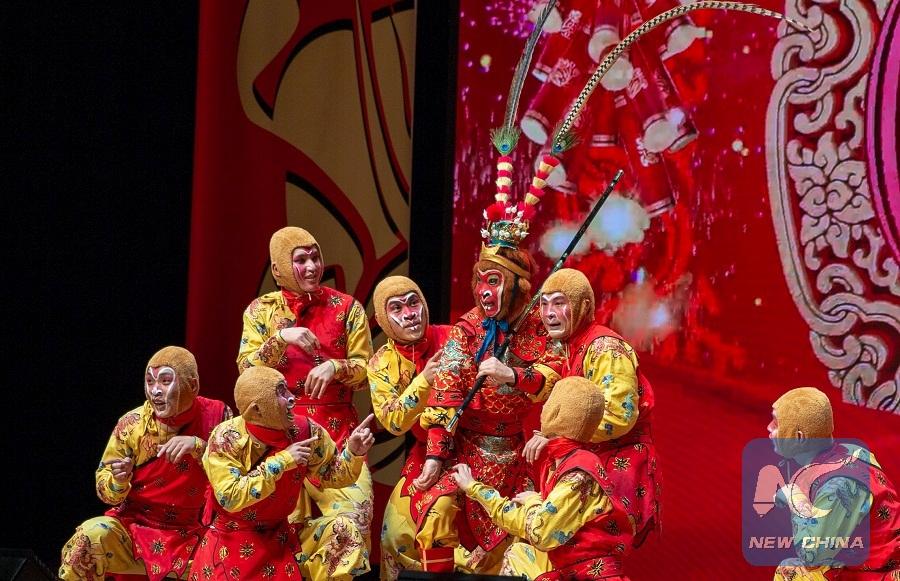 Chinese artists were performing on stage during \