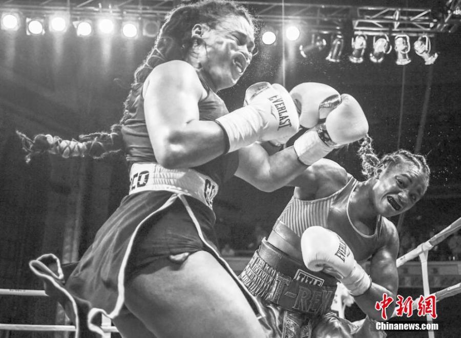 Sports, singles, 3rd prize

Olympic champion Claressa Shields (right) meets Hanna Gabriels in a boxing match at the Masonic Temple in Detroit, Michigan, USA, June 22, 2018.

Photographer: Terrell Groggins