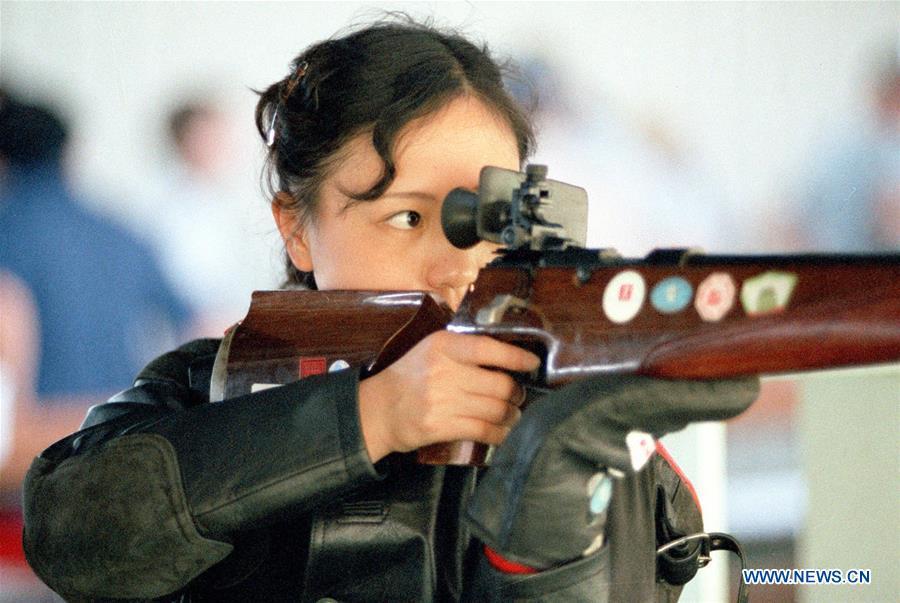 File photo taken on August 2, 1984 shows that China\'s first-ever female Olympic gold medalist Wu Xiaoxuan competes in the women\'s small-bore standard rifle shooting, three positions at the 23rd Olympic Games in Los Angeles, the United States. From sending athletes to Helsinki Summer Olympic Games for the very first time in 1952 to winning the bid to host 2022 Winter Olympic Games in 2015, the People\'s Republic of China went through a remarkable history of sports, including successfully hosting the 2008 Summer Olympic Games and preparing for the upcoming 2022 Winter Olympic Games. (Xinhua)