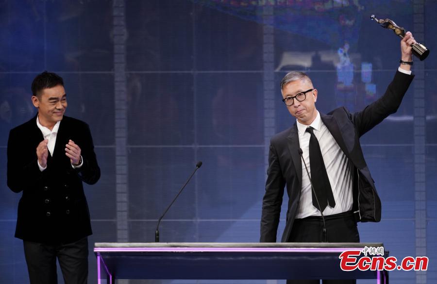 Felix Chong wins the Best Director at this year\'s Hong Kong Film Awards, April 14, 2019.  Crime thriller Project Gutenberg was the night’s biggest winner, bagging seven awards, including best film, after receiving 17 nominations. (Photo: China News Service/Zhang Wei)
