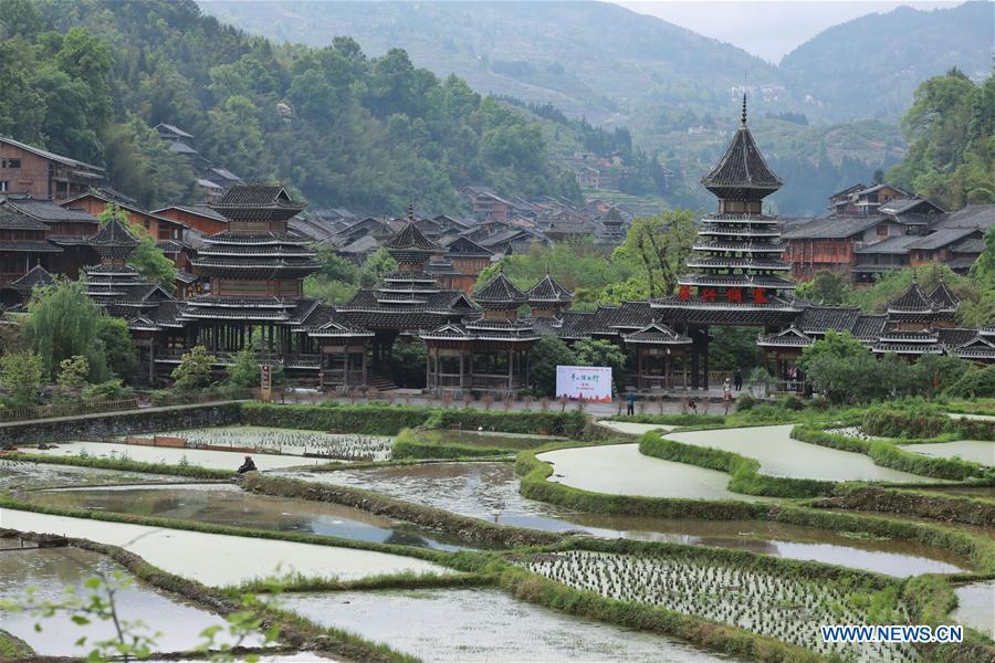 Photo taken on April 14, 2019 shows the Dong village of Zhaoxing, Liping County, southwest China\'s Guizhou Province. (Xinhua/Ou Dongqu)