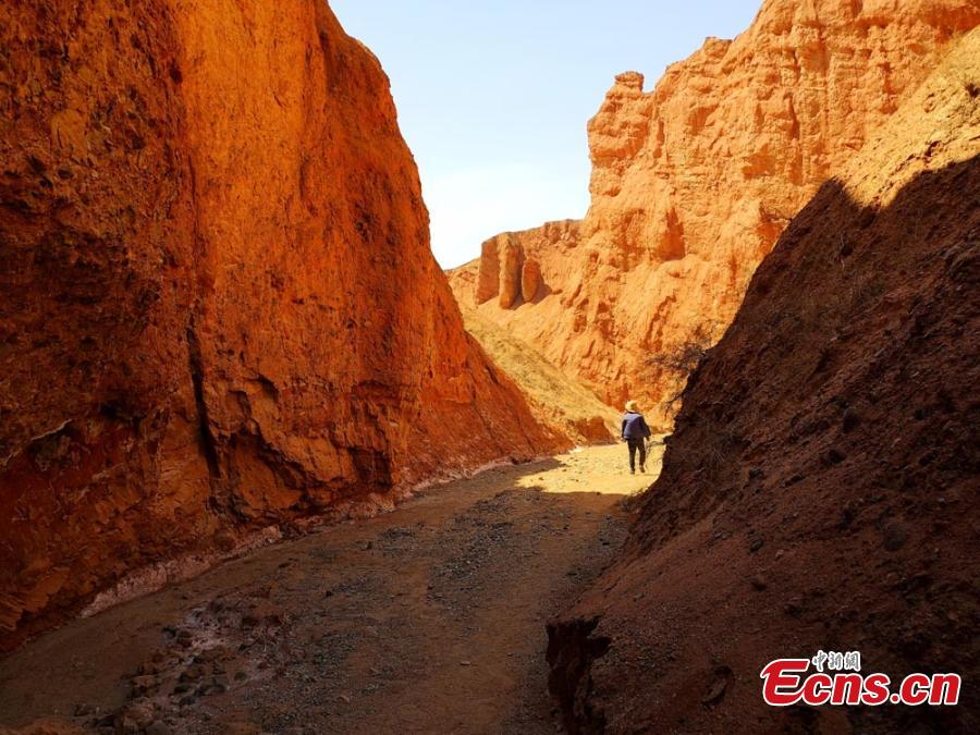 Photo taken on April 14, 2019 shows a view of Danxia landform at Danxia National Geological Park in Zhangye, northwest China\'s Gansu Province. Danxia landform is an unique type of geomorphology formed from red-colored sandstones and characterized by steep cliffs. (Photo/China News Service)