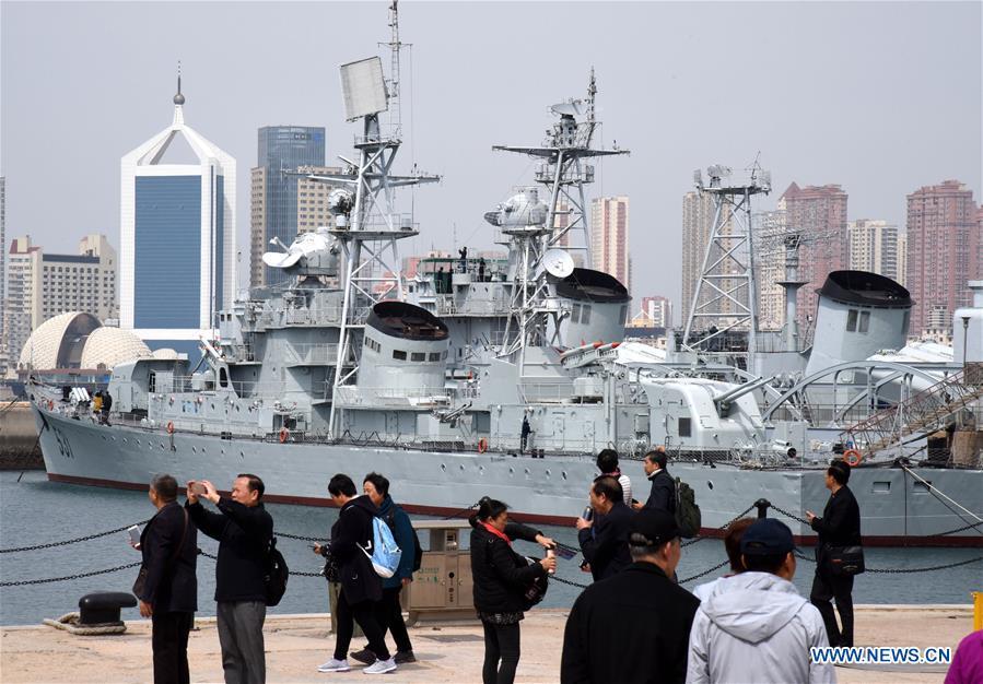 People visit the Chinese Navy Museum in Qingdao, east China\'s Shandong Province, April 16, 2019. (Xinhua/Li Ziheng)