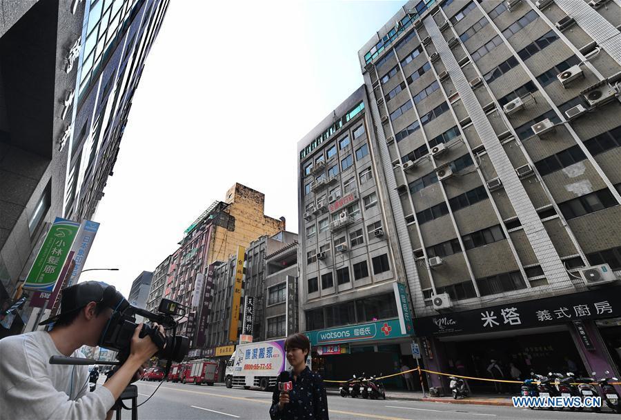 Buildings slightly lean after a 6.7-magnitude earthquake jolted a sea area near Hualien County in Taiwan on April 18, 2019. A 6.7 magnitude earthquake jolted a sea area near Hualien County in Taiwan at 1:01 p.m. Thursday, according to the China Earthquake Networks Center (CENC). The epicenter was monitored at 24.02 degrees north latitude and 121.65 degrees east longitude, at a depth of 24 km, the center said. No immediate casualties were reported. (Xinhua/Zhang Guojun)