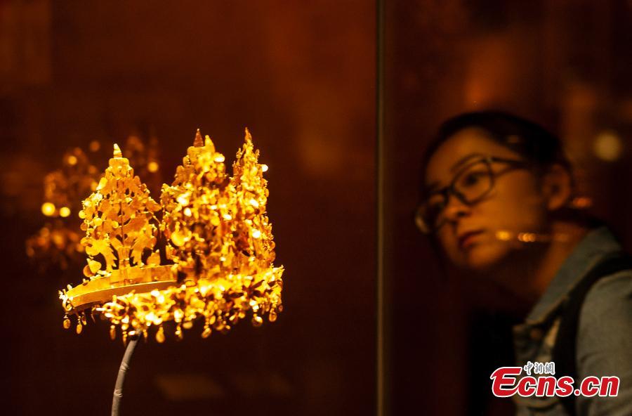 National treasures from Afghanistan during an exhibition at Tsinghua University Art Museum in Beijing, April 18, 2019. The exhibition, titled, \