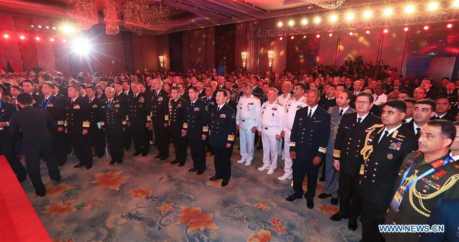 The opening ceremony of the multinational naval events commemorating the 70th founding anniversary of the Chinese People\'s Liberation Army Navy is held in Qingdao, east China\'s Shandong Province, April 22, 2019. (Xinhua/Ju Zhenhua)
