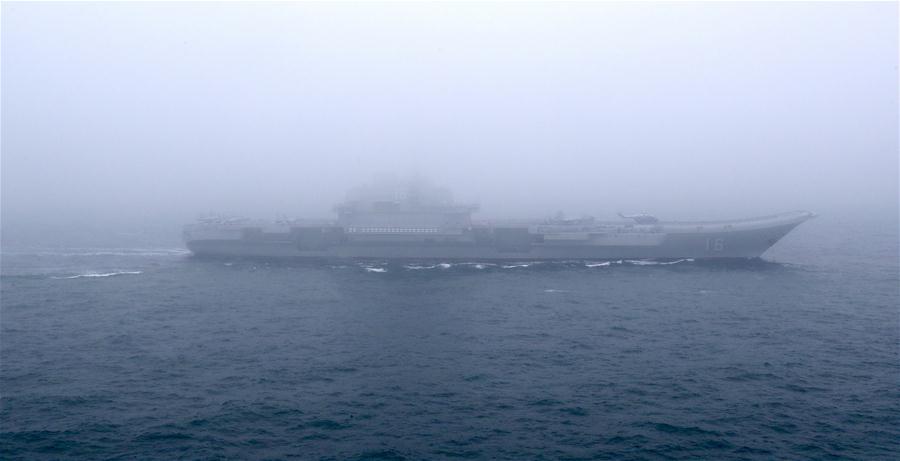 The aircraft carrier Liaoning of the Chinese People\'s Liberation Army (PLA) Navy takes part in a naval parade staged to mark the 70th founding anniversary of the PLA Navy on the sea off Qingdao, east China\'s Shandong Province, on April 23, 2019. (Xinhua/Ju Zhenhua)