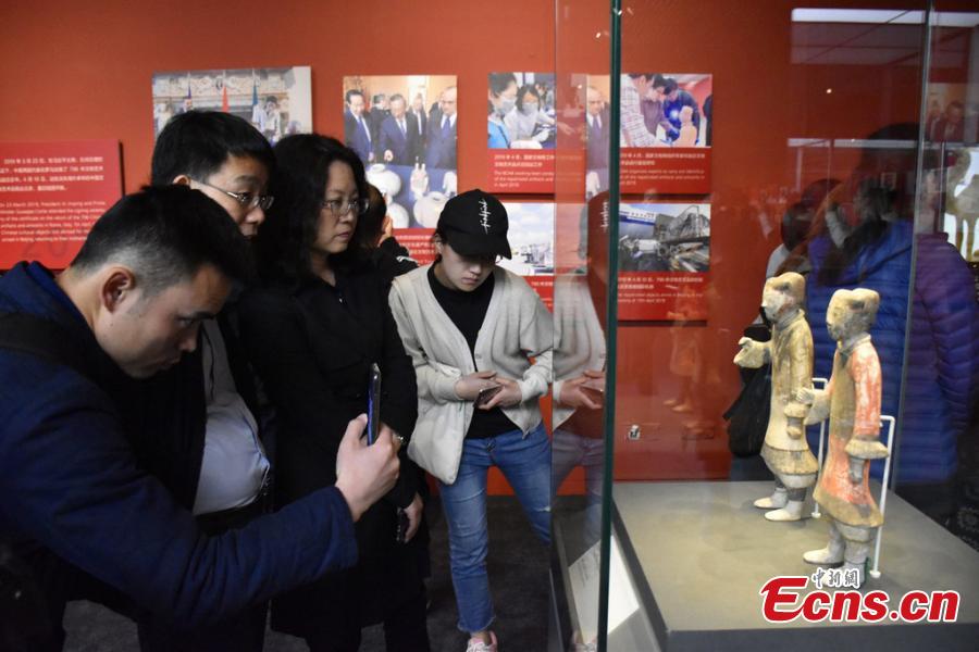 An exhibition of Chinese cultural relics returned from Italy in the National Museum of China in Beijing, April 24, 2019. The exhibition, \