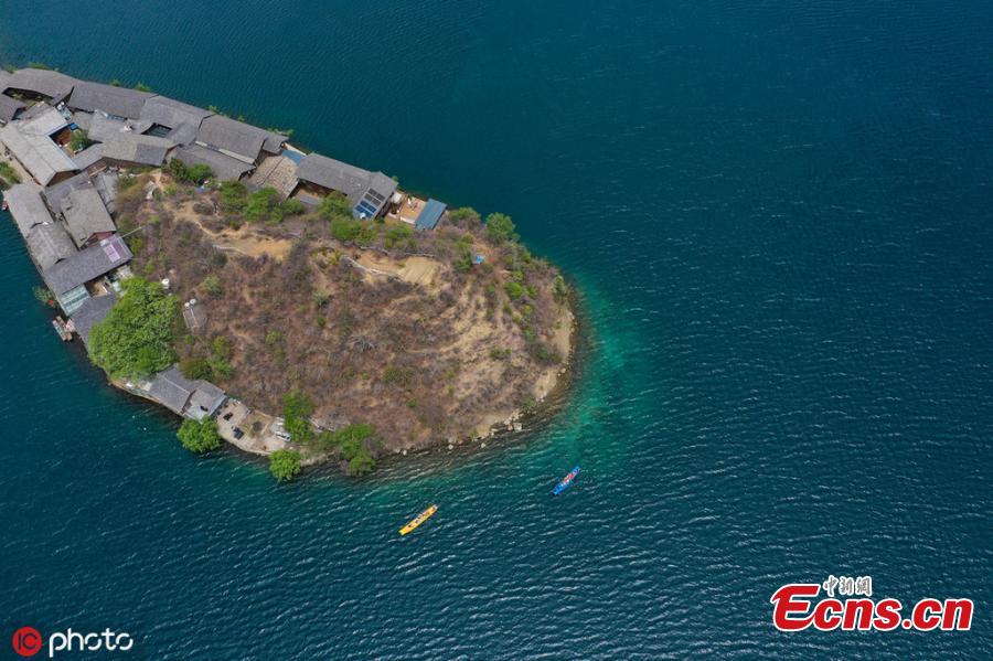 Photo taken on May 7, 2019 shows the natural scenery of the Lugu Lake between the Ninglang county of Yunnan Province and the Yanyuan county of Sichuan Province. (Photo/IC)