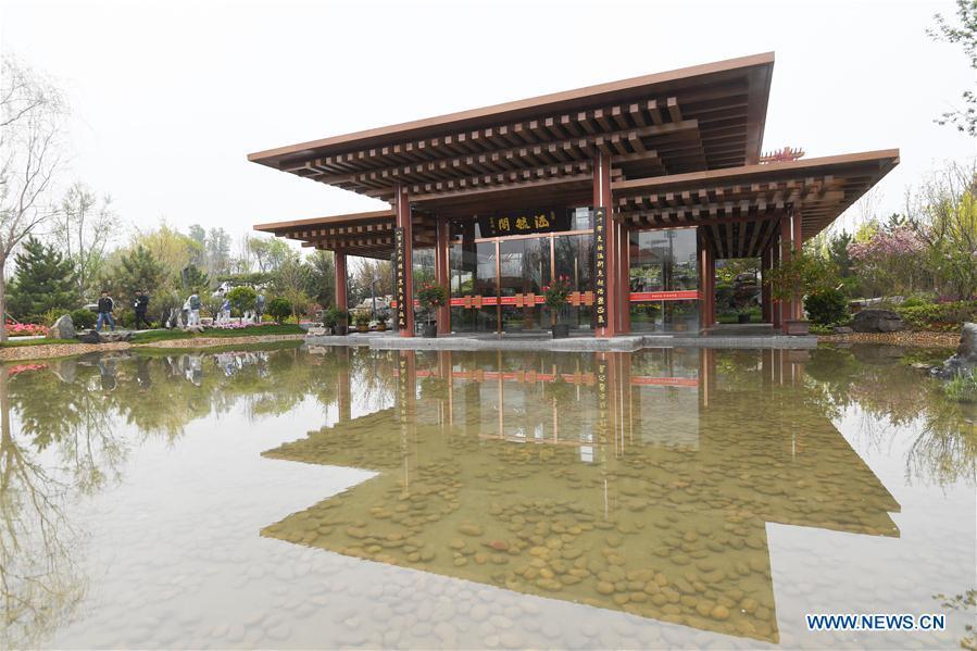 Tourists visit the Hebei Garden at the Beijing International Horticultural Exhibition in Yanqing District, Beijing, capital of China, April 29, 2019. (Xinhua/Chen Yehua)