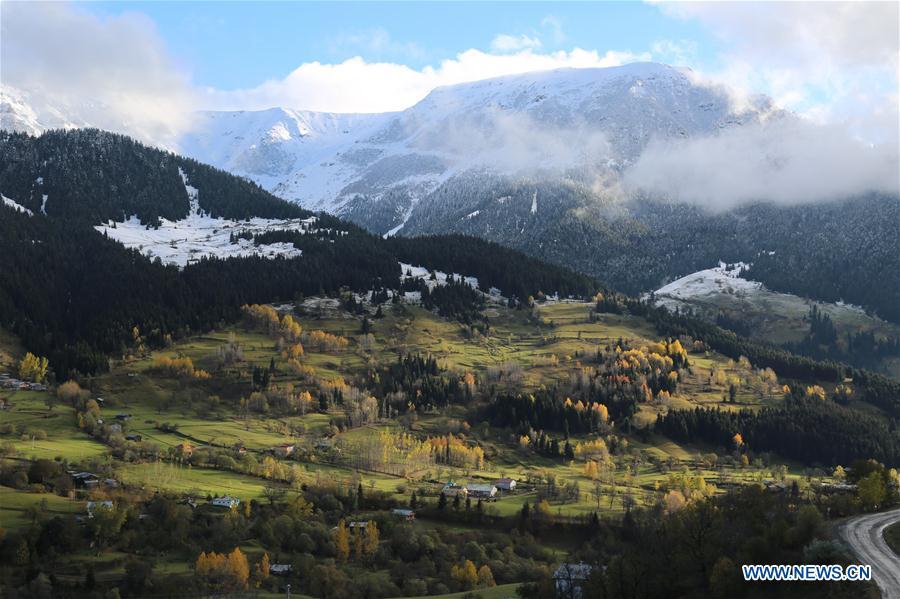 Photo taken on Oct. 27, 2018 shows the mountainous scenery in autumn at Artvin Province, Turkey. China will hold the Conference on Dialogue of Asian Civilizations starting from May 15. Under the theme of \