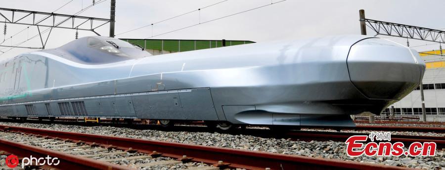 Next generation Shinkansen bullet train vehicle Car 10 of ALFA-X of East Japan Railway Company (JR East) during a media day in Rifu, Miyagi Prefecture, northern Japan, May 9, 2019. JR East will start driving test of the vehicle ALFA-X on May 10, 2019 to reach to commercial operation at 360 km/h, which speed will be the world\'s fastest as a Shinkansen bullet train. (Photo/Agencies)