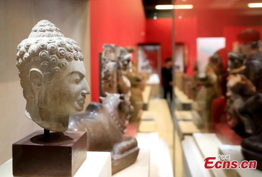 Photo taken on May 13, 2019 shows an exhibition about Asian civilization held at the National Museum of China in Beijing, as part of the Conference on Dialogue of Asian Civilizations (CDAC). The exhibition shows 451 sets of cultural relics from Greece, Egypt, and all 47 countries in Asia. The convening of the CDAC aims at promoting exchanges and mutual learning among civilizations in Asia and the rest of the world, while encouraging these civilizations to achieve common progress. (Photo: China News Service/Du Yang)